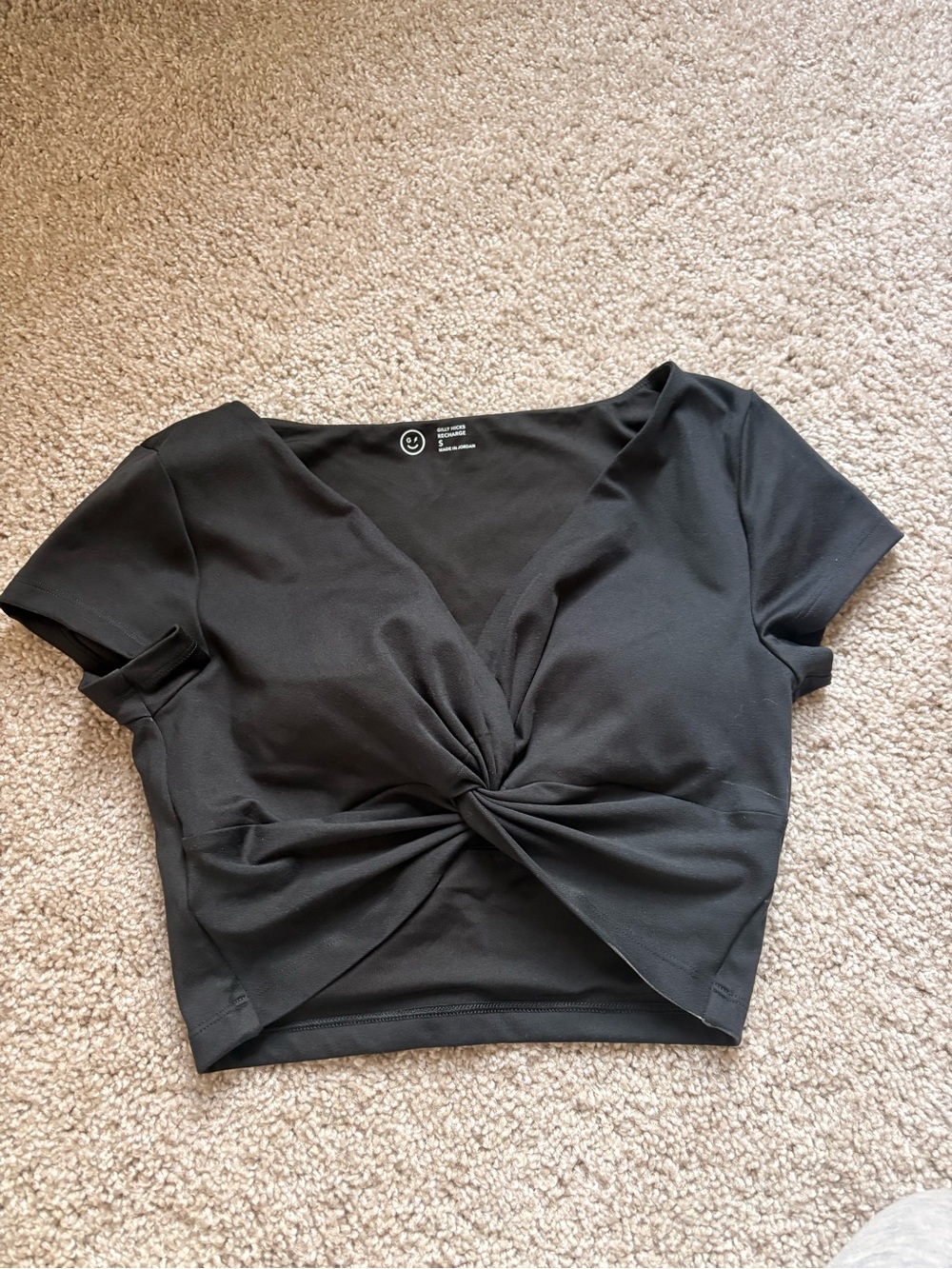Twist-Front Black Crop Top - Women's